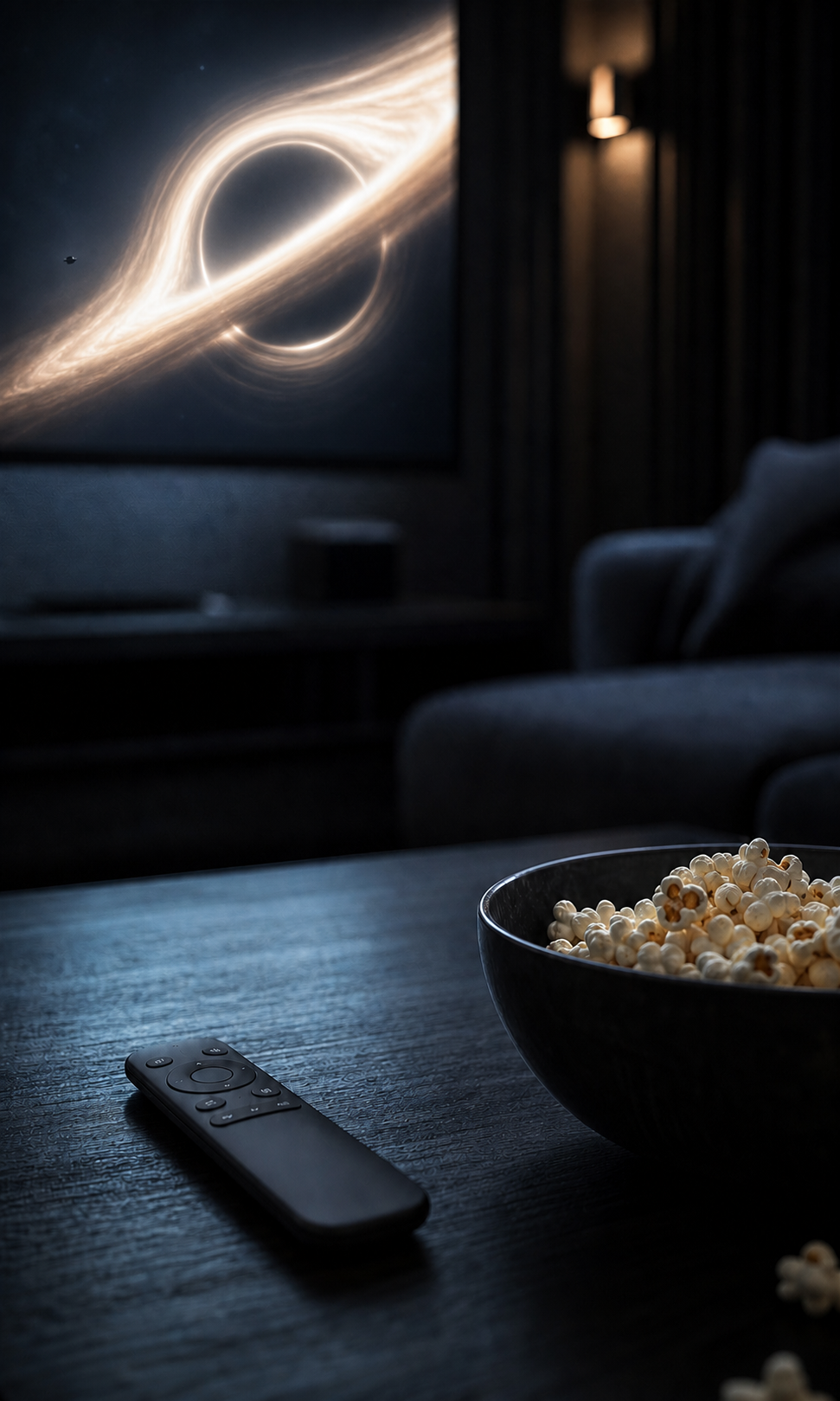 MK home theater system in a refined living room for movie night