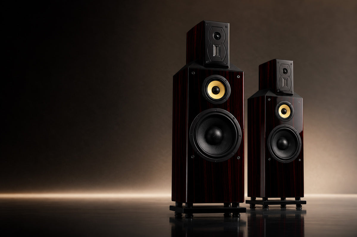 MF-1200 flagship tower speaker in a luxury listening room