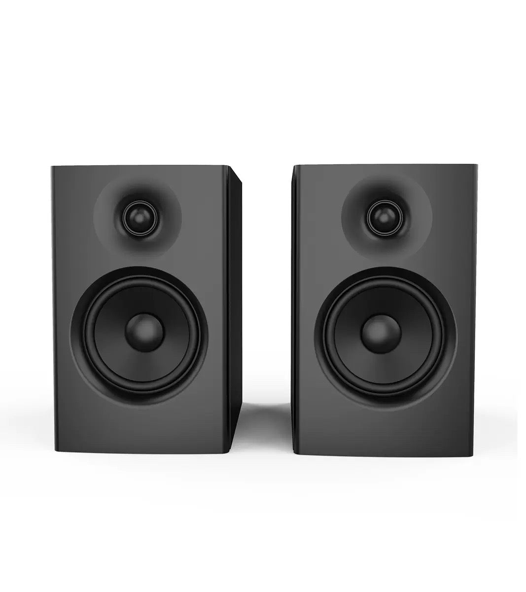 SR09B active bookshelf speakers, front view