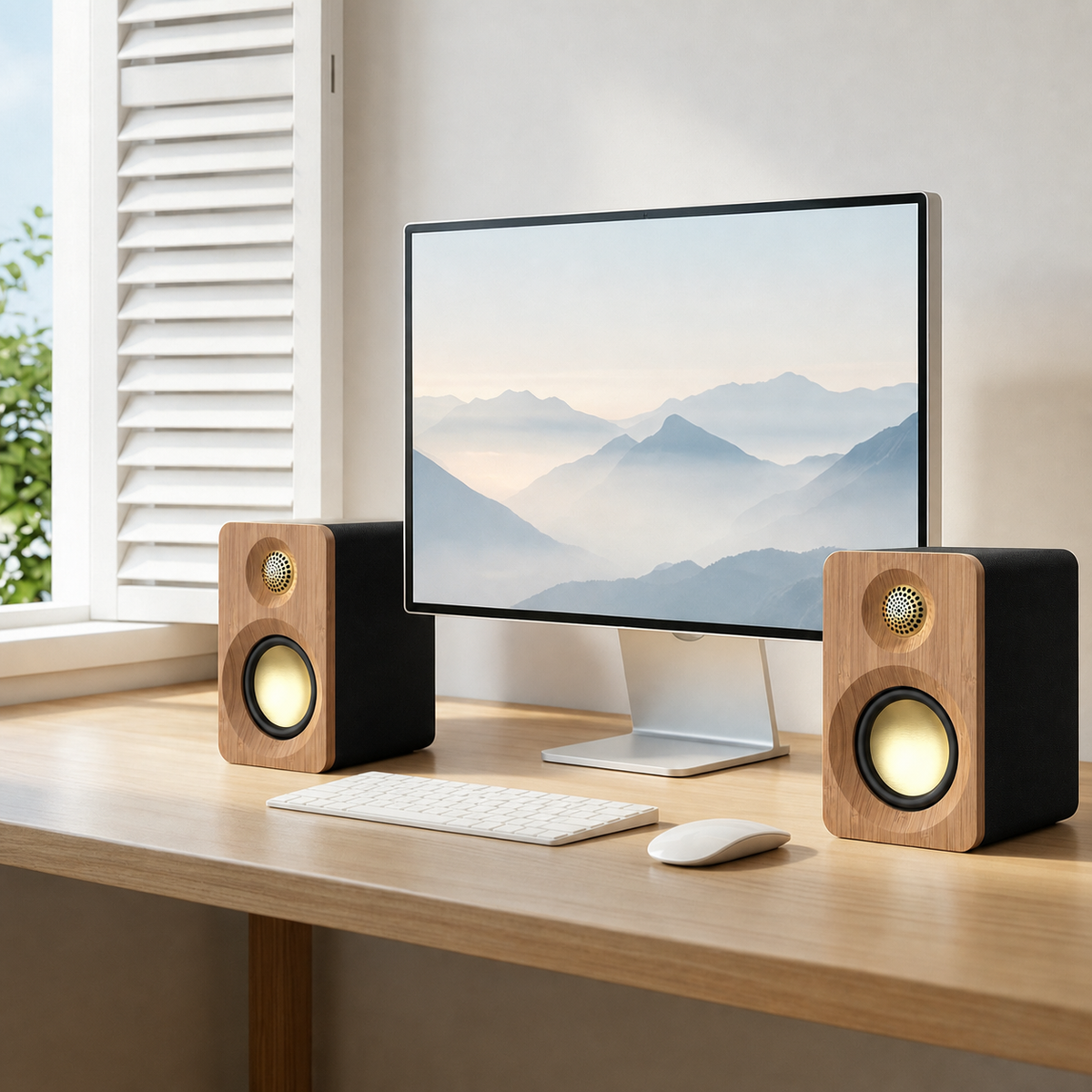 SR32 Wood-Finish Active Desktop Speakers